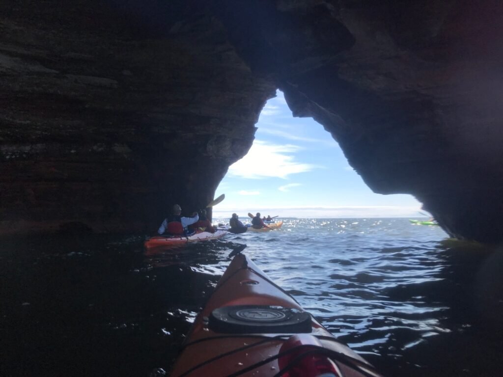 Kayaking the Sea Caves of Lake Superior at Apostle Islands National Lakeshore, Bayfield, Wisconsin