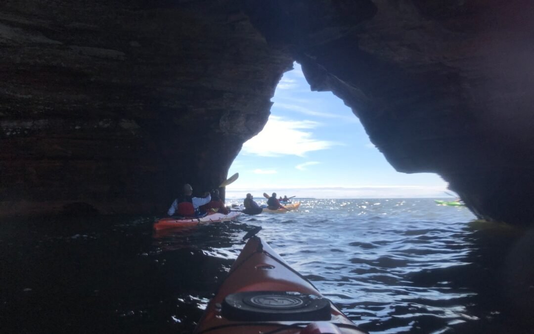 Kayaking the Sea Caves of Lake Superior at Apostle Islands National Lakeshore, Bayfield, Wisconsin