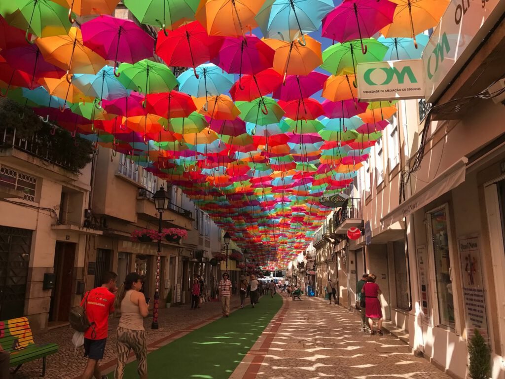 Colourful street art in Agueda, Portugal